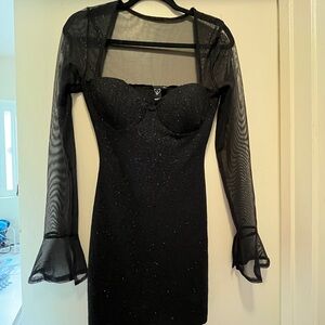 Windsor Black Glitter Long Sleeve Dress